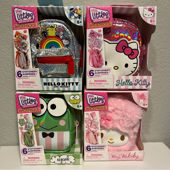 Real Littles Sanrio Hello Kitty Set 4 Mini Backpack KEROPPI My Melody 2024 NEW - Picture 1 of 3